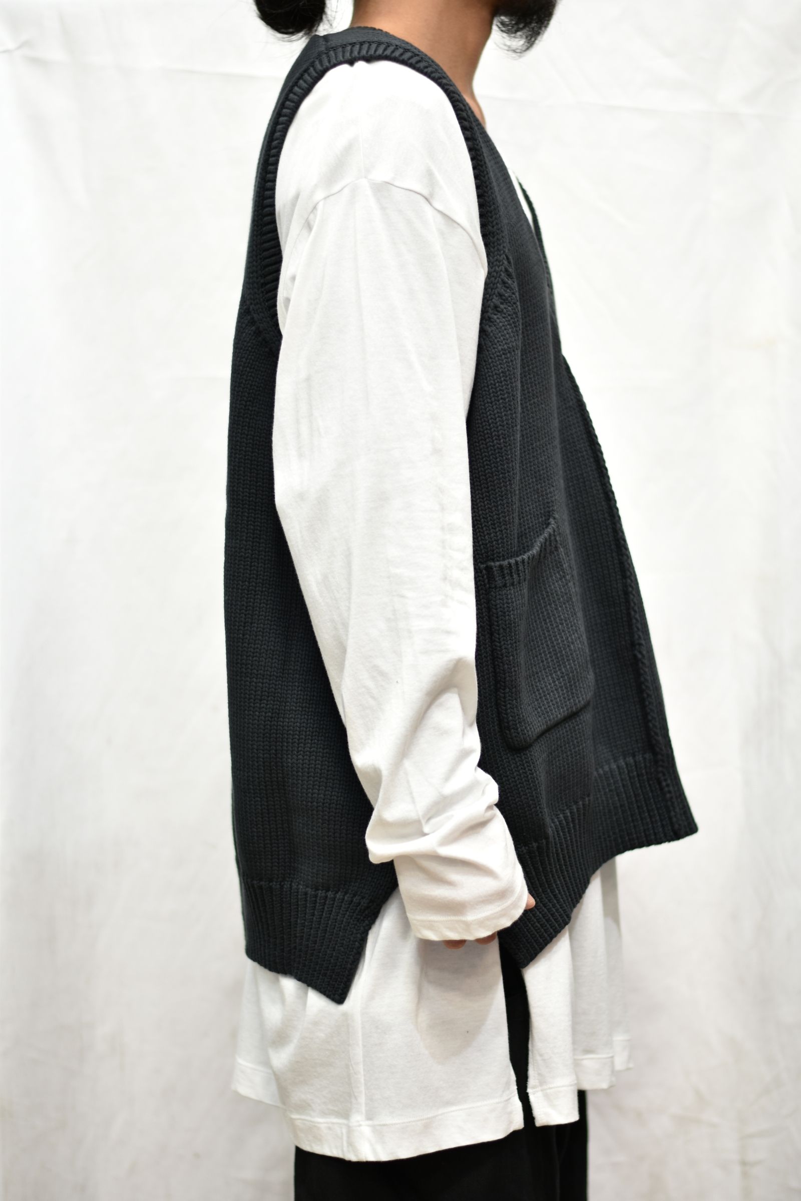 COTTON KNIT VEST (BK)