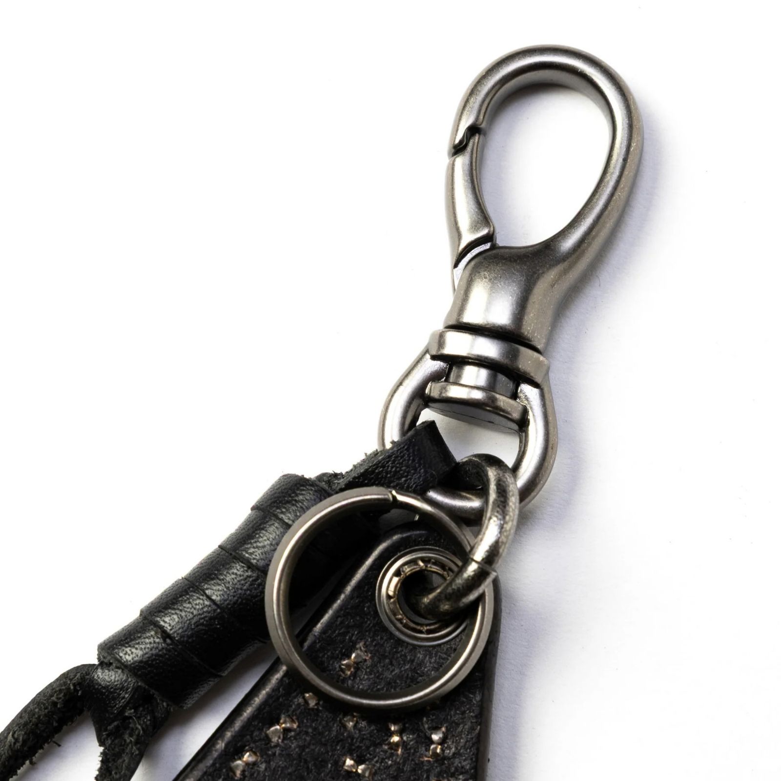 STUDS LEATHER CHARM KEY RING (BLACK)｜スタッズ レザー チャーム キーリング キーホルダー｜CL-26AWLE007
