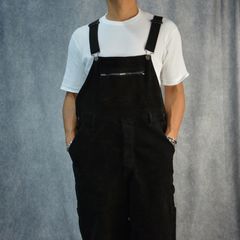 ジャパンカーフ 白鞣し製品洗い オーバーオール（BLACK/ブラック）