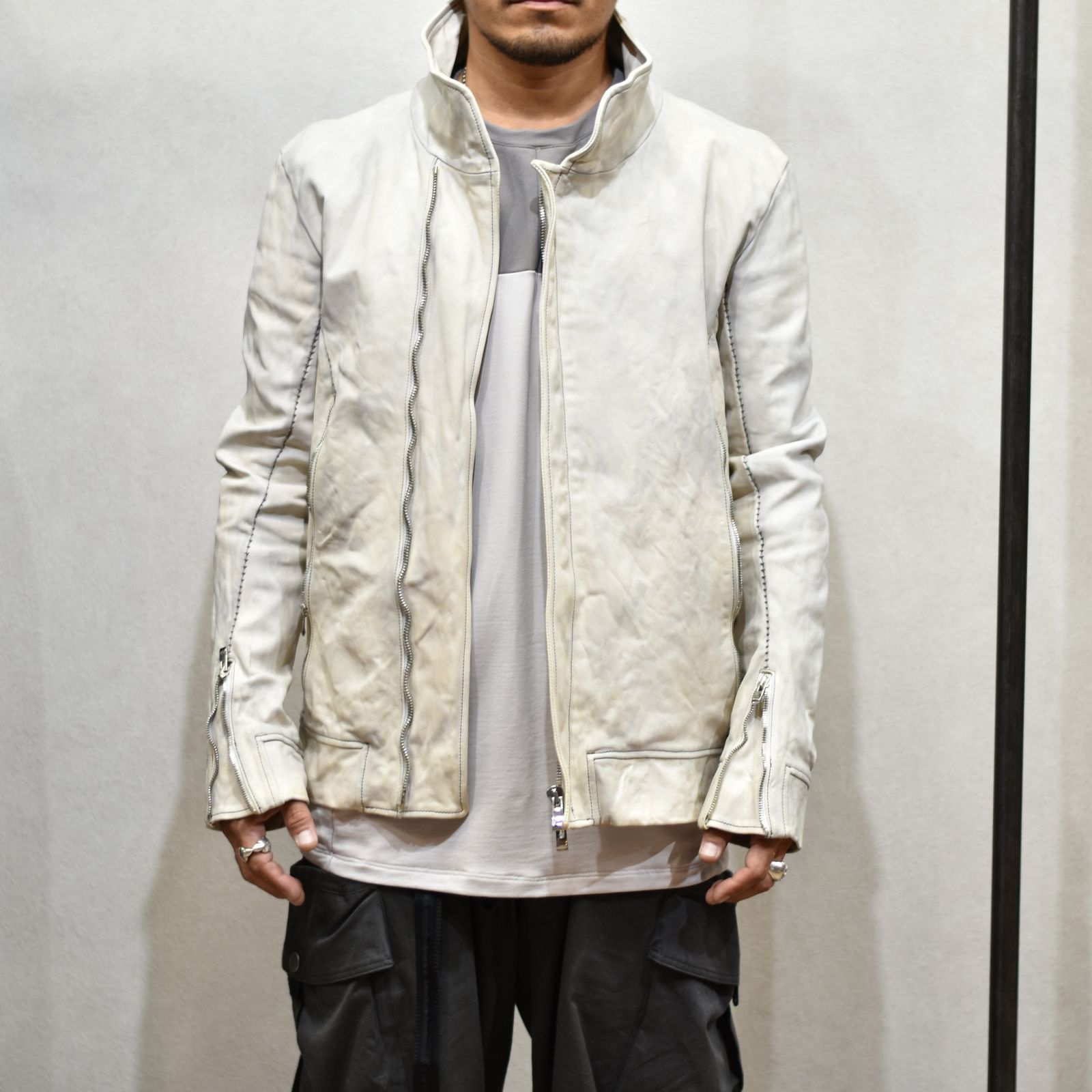 HORSE WHITE L.HI NECK BIAS ZIP RIB BL.LINED MB-1S