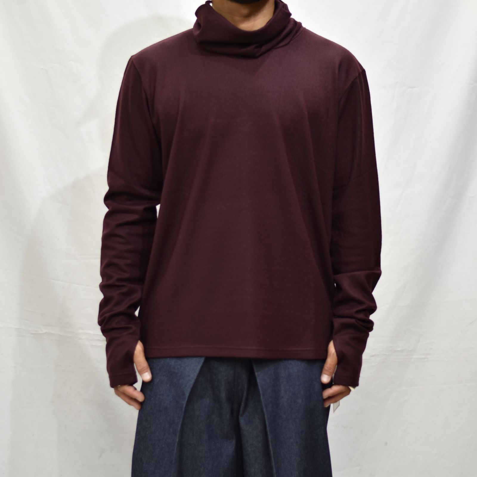 WOOL JERSEY COWL NECK TOP"