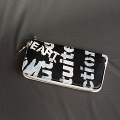 ジャパンステアレザー ステンシルプリント ラウンド財布 (BLK)