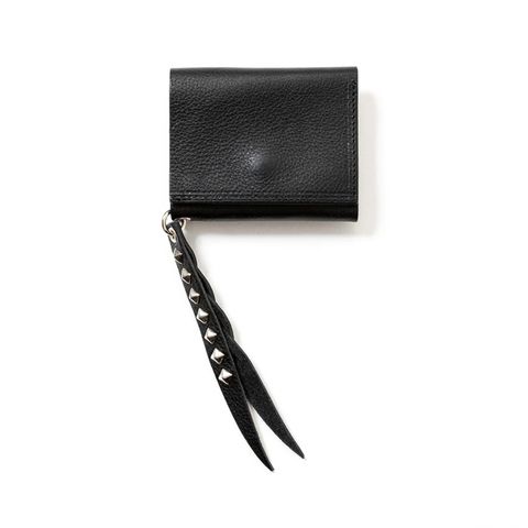 PLANE LEATHER MULTI WALLET ＜STUDS CHARM＞ (BLACK)｜プレーンレザー マルチウォレット ＜スタッズチャーム＞｜CL-26AWLE011EX