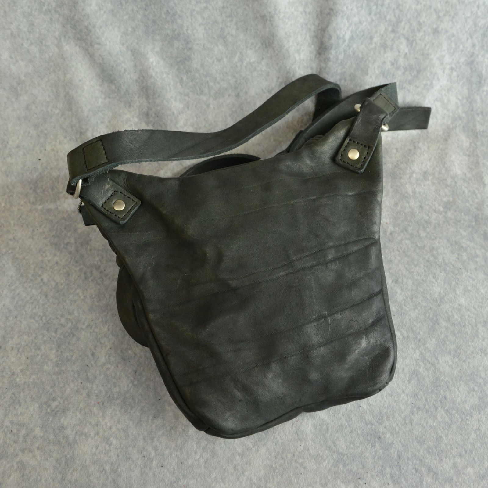 ジャパンダブルショルダー フルタンニン製品染め ショルダーバッグ （BLACK） 92-28