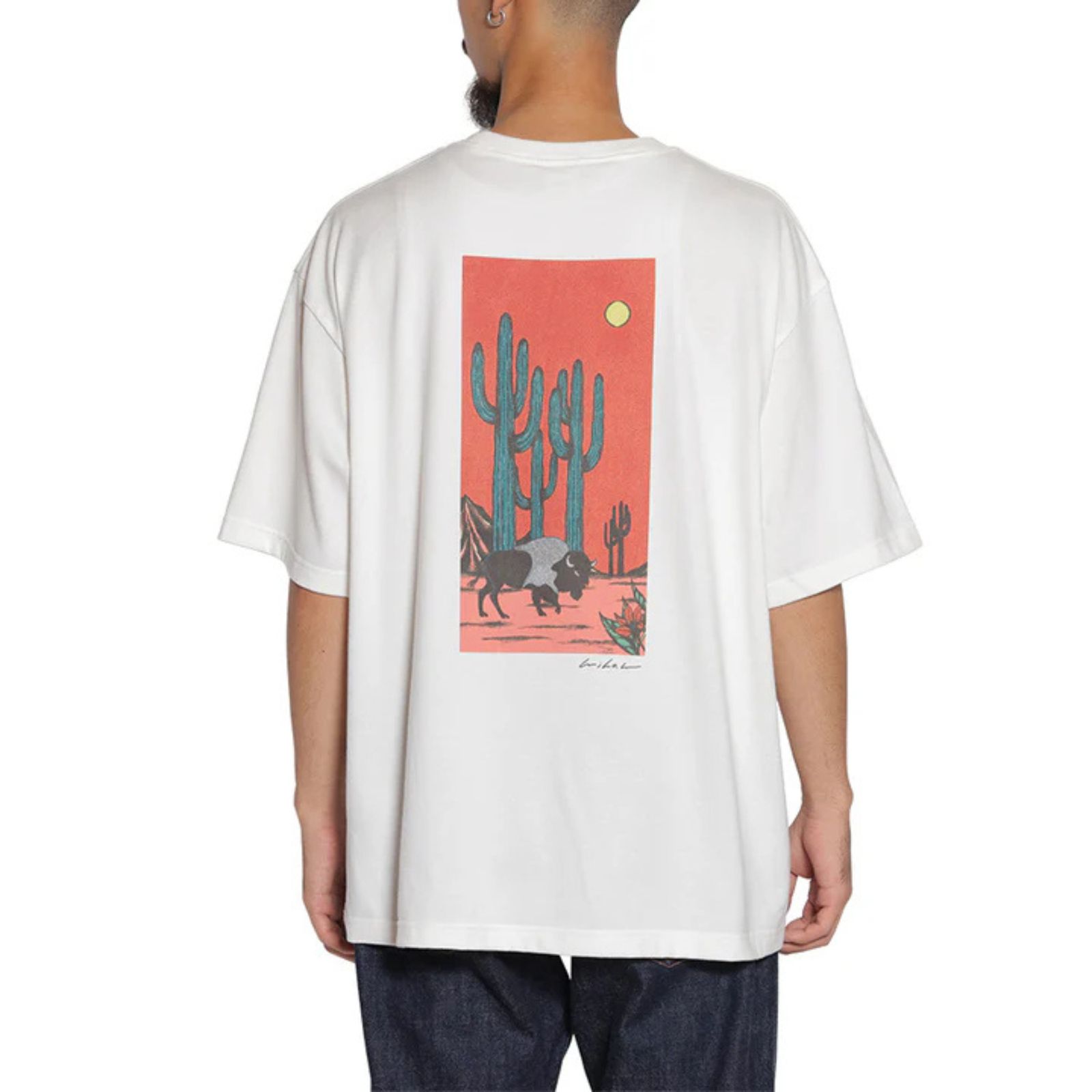 CALEE - × MIHO MURAKAMI DROP SHOULDER PRINT TEE (WHITE / C