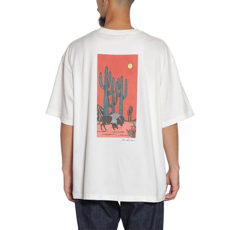 CALEE - × MIHO MURAKAMI DROP SHOULDER PRINT TEE (WHITE / A