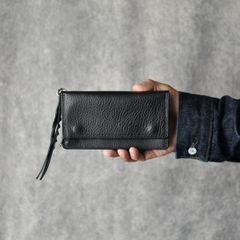 PLANE LEATHER LONG WALLET ＜STUDS CHARM＞ (BLACK)｜プレーンレザー ロングウォレット ＜スタッズチャーム＞｜CL-25SS028LE