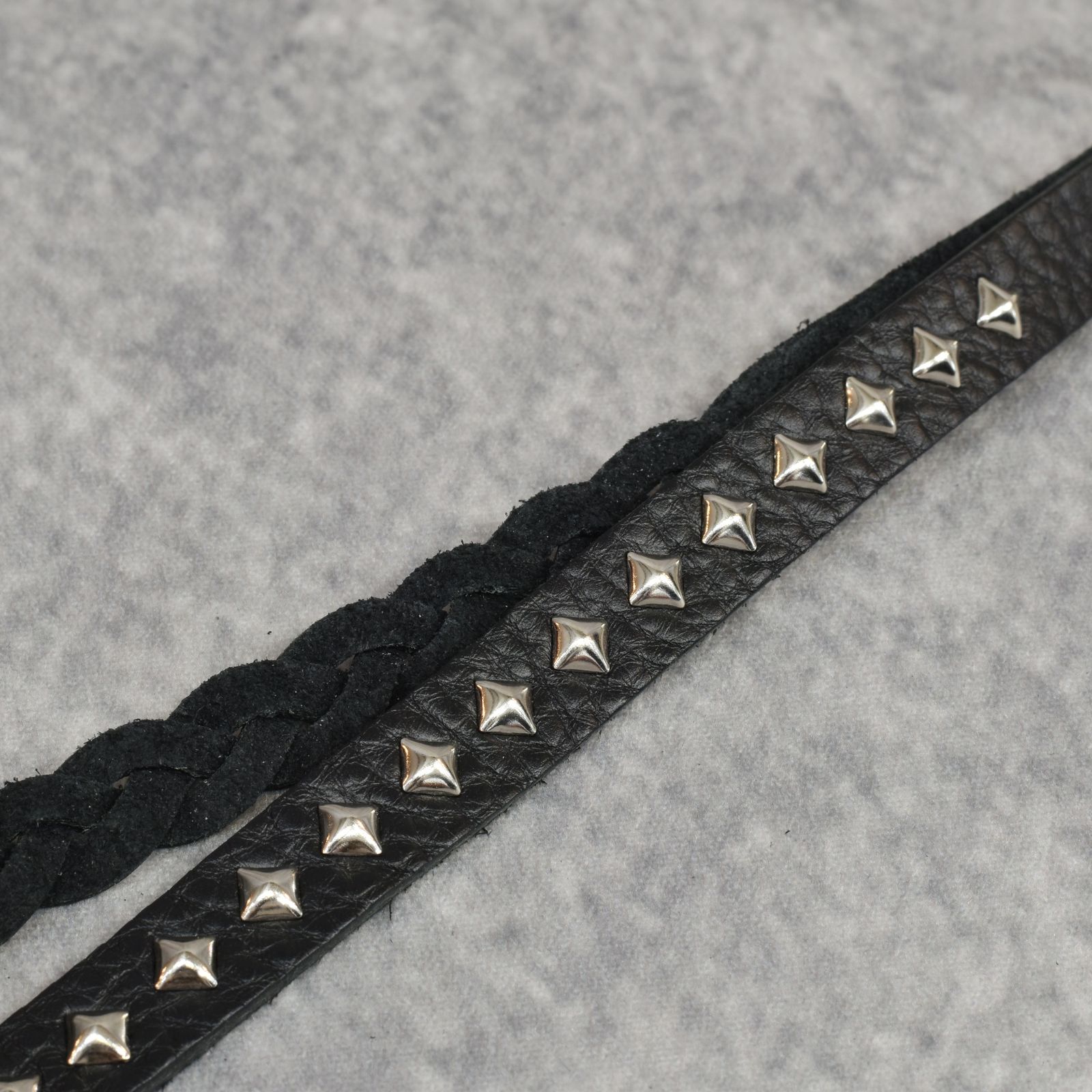 CALEE - STUDS & KNITTING LEATHER LONG KEY RING ＜TYPE B
