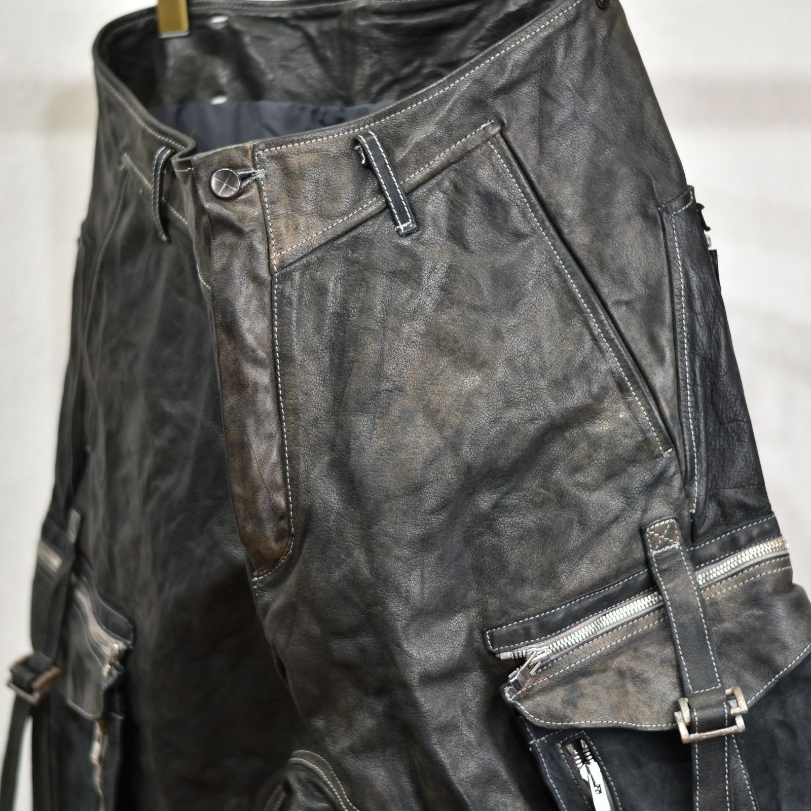 BUFFALO LEATHER PANTS ARMYHALF LINED MP-1 (91N)