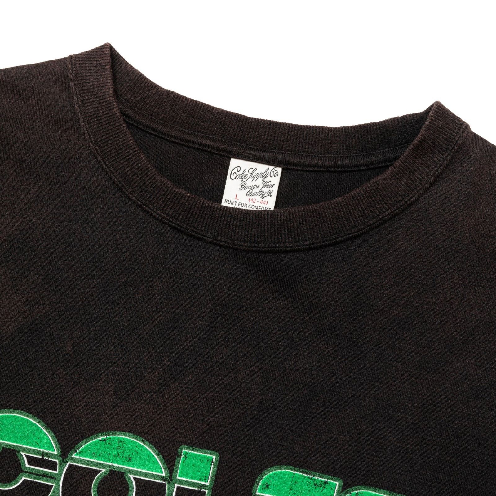 CALEE LOGO POWDER BLEACH DROP SHOULDER S/S TEE (USED BLACK) / キャリーロゴ パウダーブリーチ ドロップショルダー 半袖Tシャツ