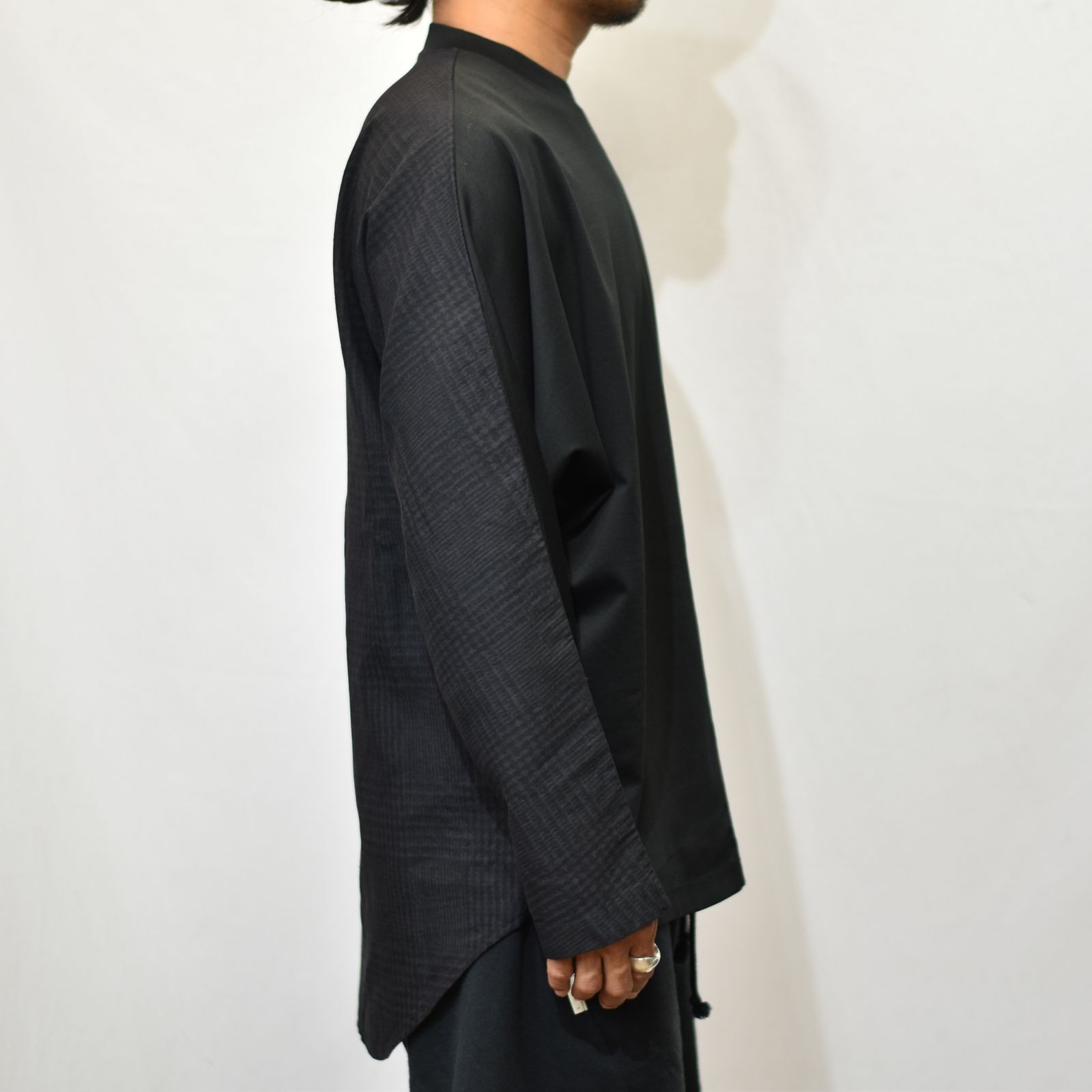 N.HOOLYWOO × MINEDENIM BD.Discharge Glen Check NHW LS TSH （BLACK） ロングスリーブ 長袖カットソー グレンチェック