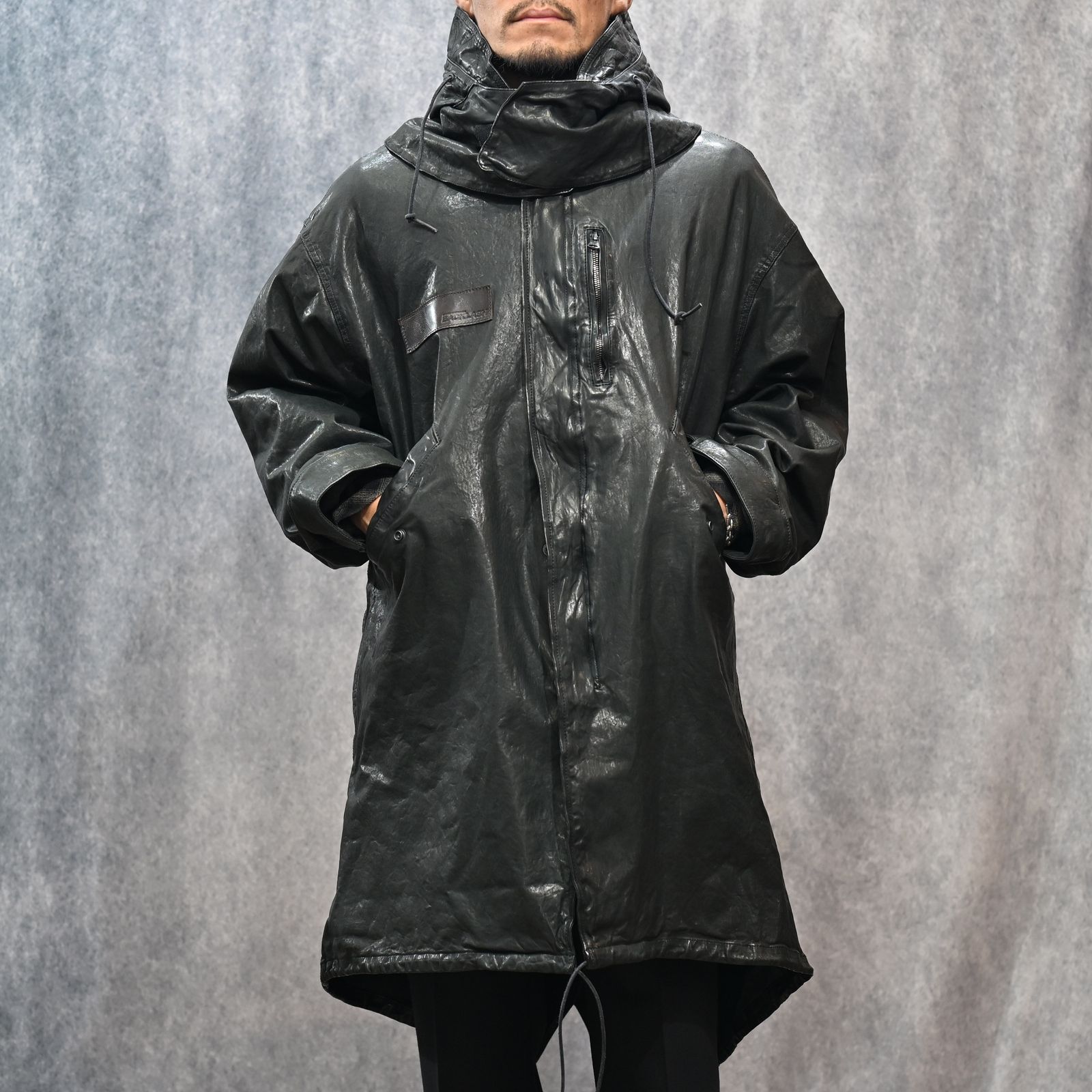 JAPANステア ミモザ鞣し製品染め モッズコート （BLACK）｜2176-01