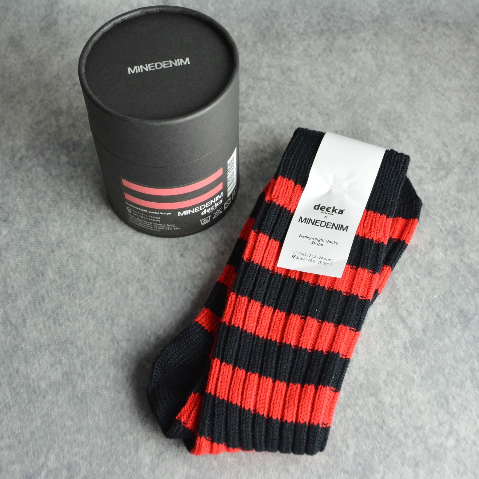 decka* MINEDENIM Border Rib SOX （RPT） /  ボーダーリブソックス （レッド）
