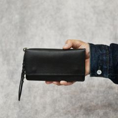 PLANE LEATHER LONG WALLET ＜STUDS CHARM＞ (BLACK)｜プレーン レザー ロングウォレット 長財布 ＜スタッズチャーム＞｜CL-25AW018LE