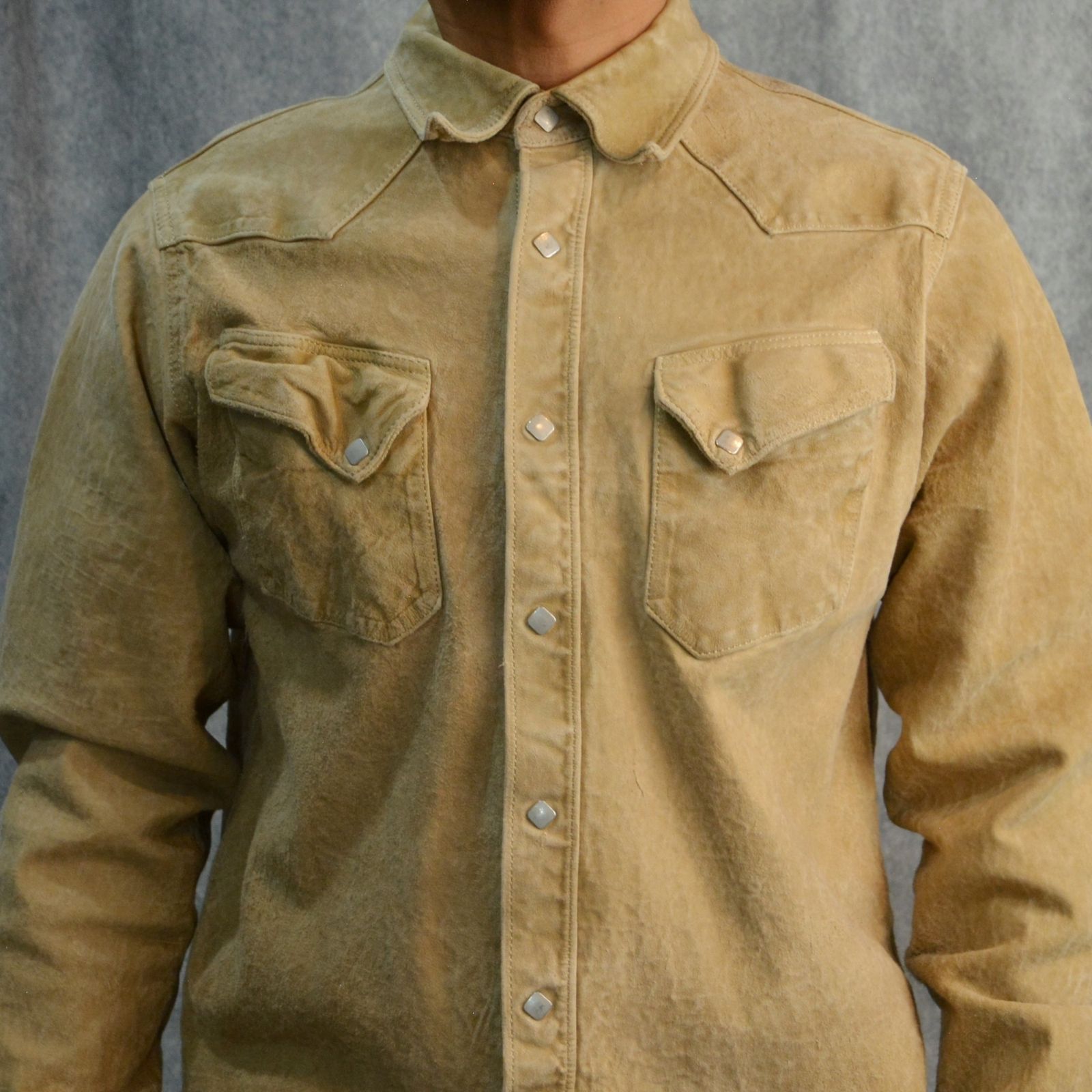 ジャパンカーフ 白鞣し ウエスタンシャツ （BEIGE）