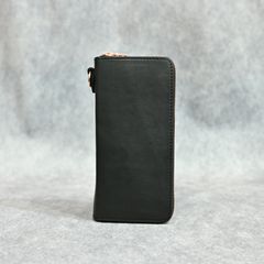 ダブルショルダー製品染め ラウンドウォレット / 財布 （BLACK）｜318-29