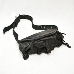 ジャパン ダブルショルダー フルタンニン製品染め 3ピンベルト ウエストバッグ （BLACK）