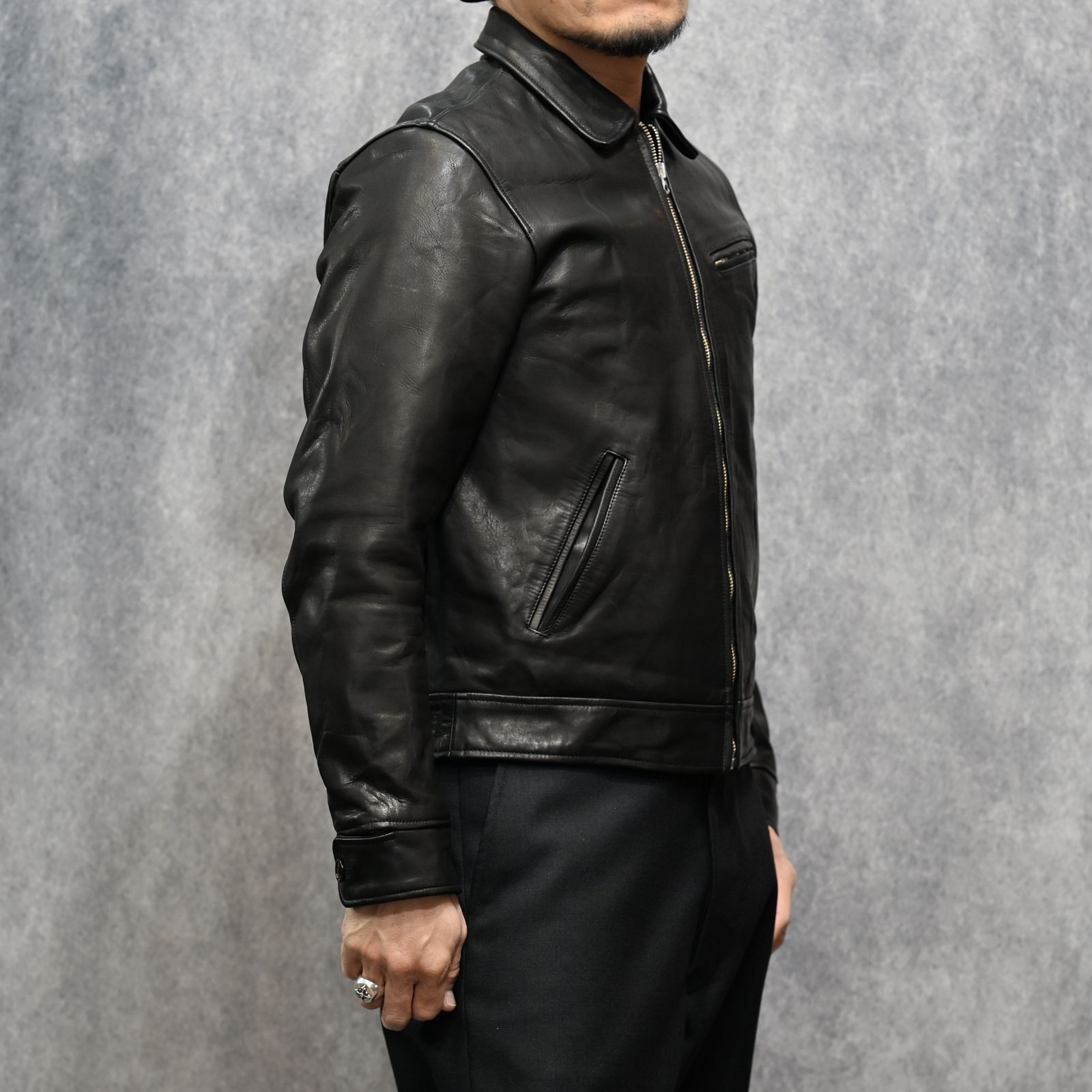 Leather Zipup JKT （BLK）｜レザージャケット｜2602-8001