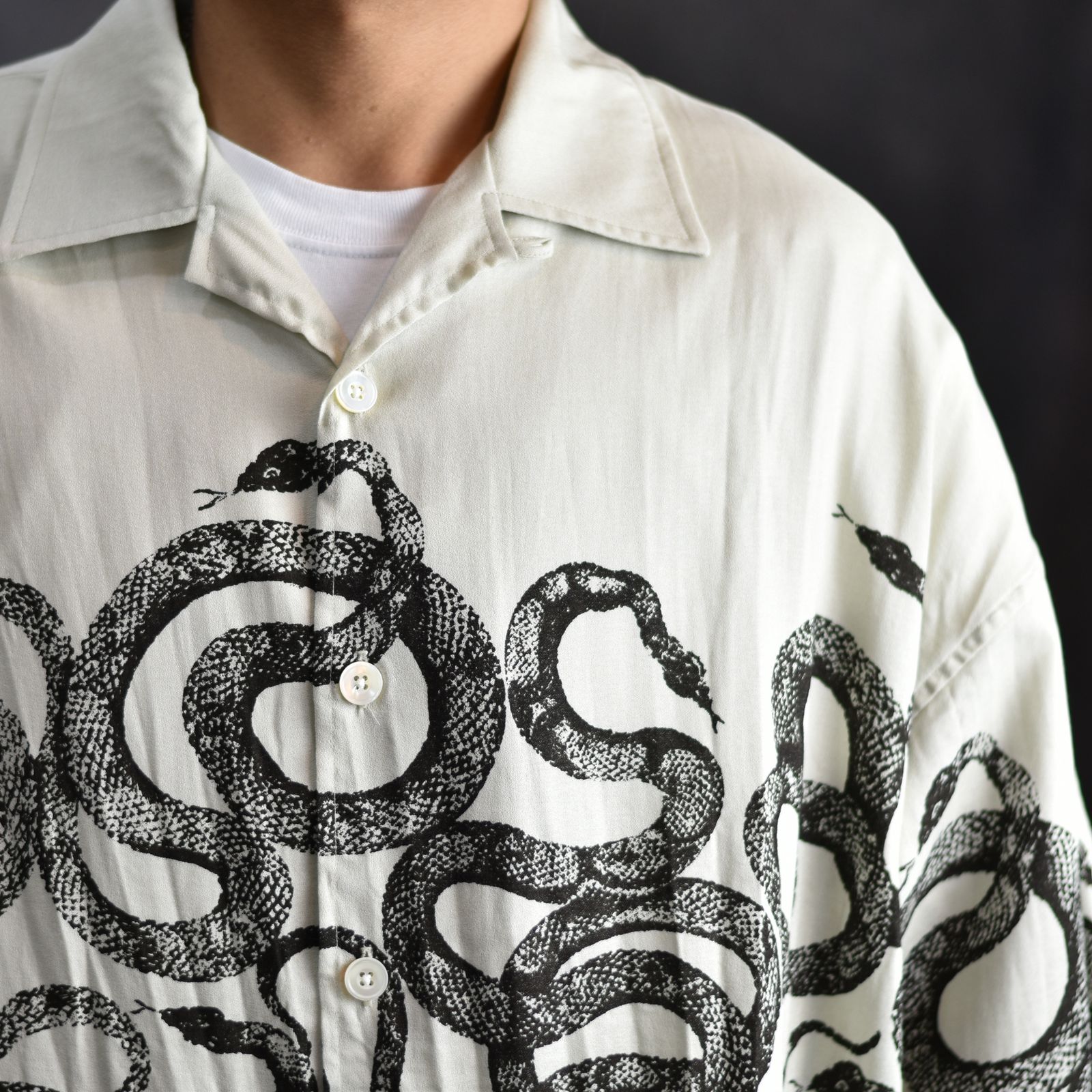 5 SLEEVES DROP SHOULDER SH (IVORY) / 5分袖 ドロップショルダー オープンカラーシャツ