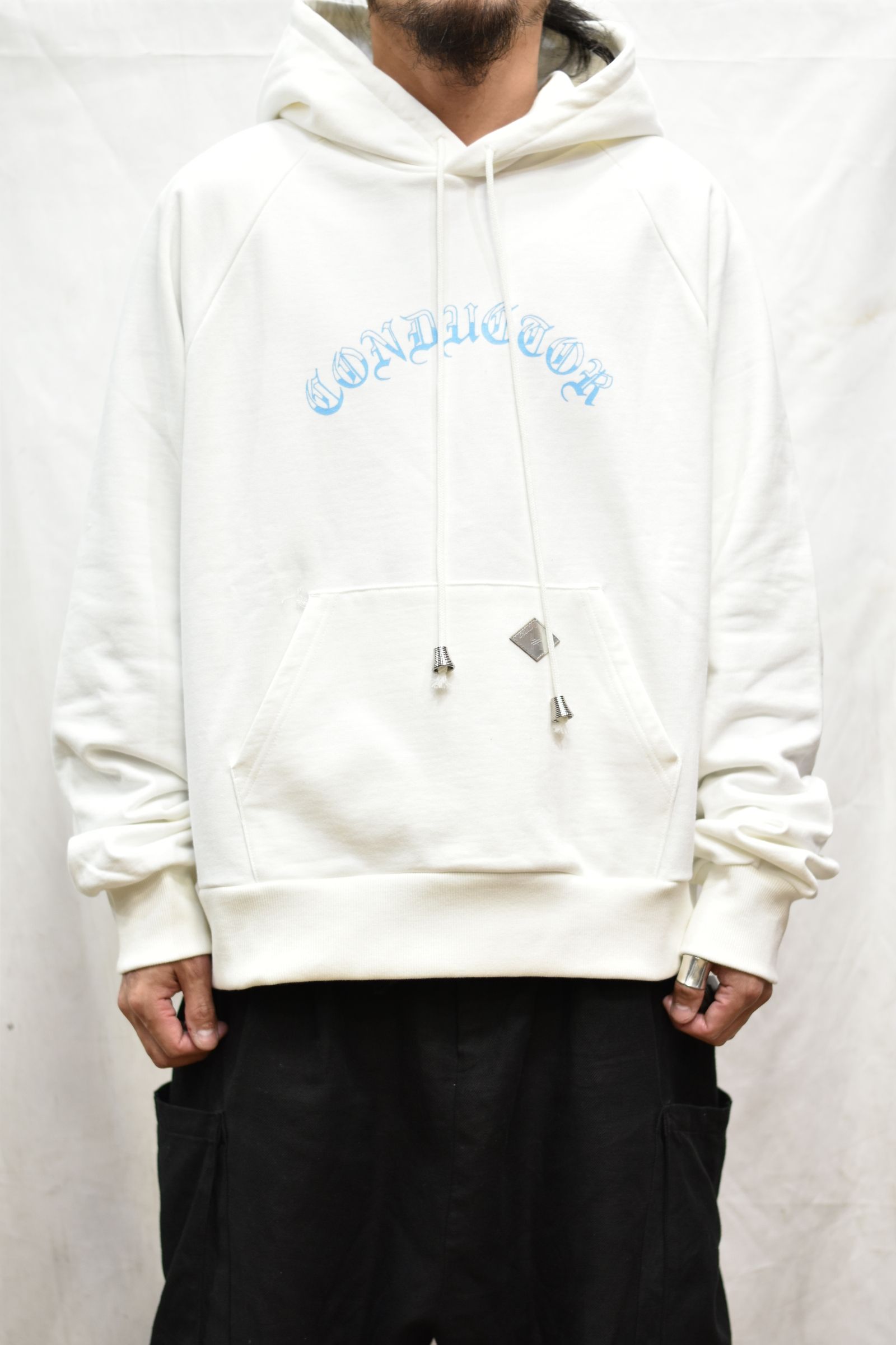 COTTON HOODED SWEATER 'BRAIN (WHITE)