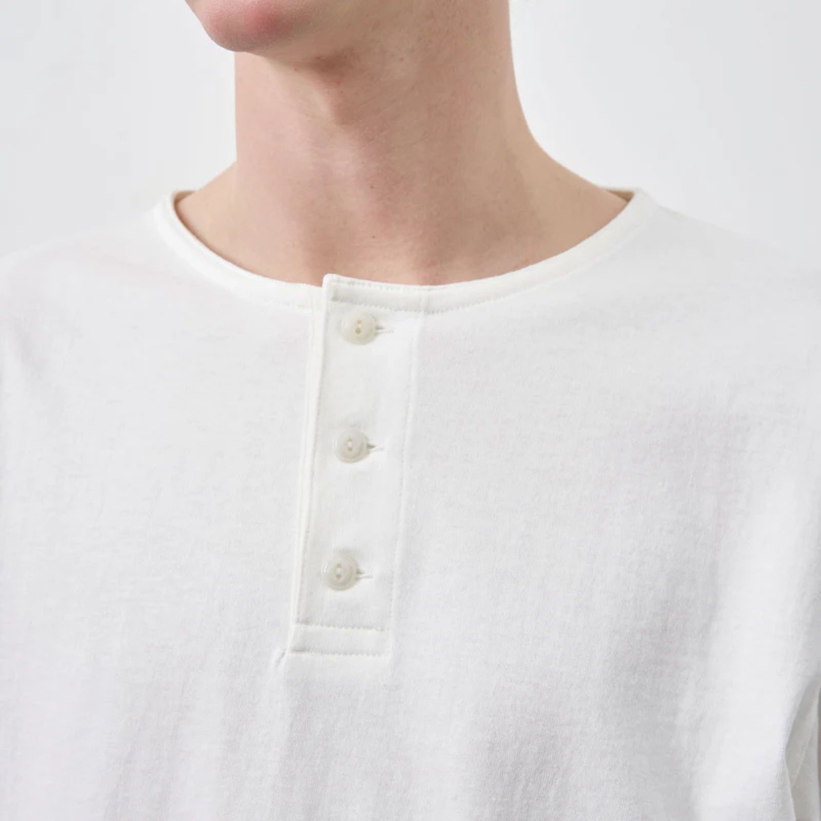 HENLEY NECK L/S TEE （WHITE）｜ ヘンリーネック ロングスリーブ （ホワイト） 602-261-15