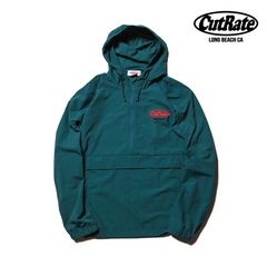 CUTRATE LOGO EMBROIDERY UTILITY HOODIE (GREEN) / ロゴ刺繍 アノラックパーカー