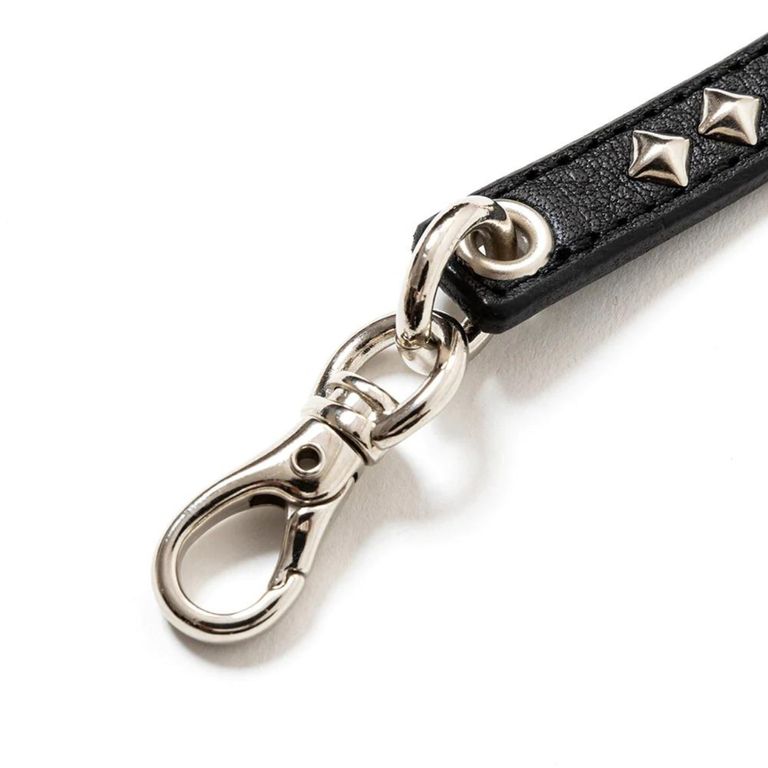 CALEE - STUDS LEATHER WALLET CORD (Black) / スタッズ レザー 