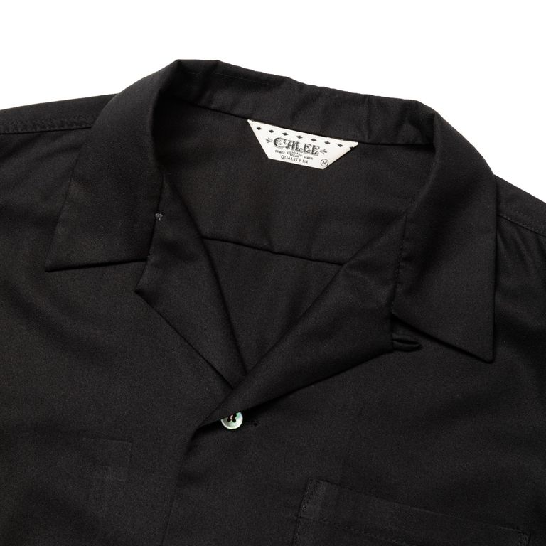 CALEE 開襟シャツ オープンカラーシャツ ブラック サイズ M CALEE - EMBROIDERY OPEN COLLAR L/S SH (BLACK) / オープン