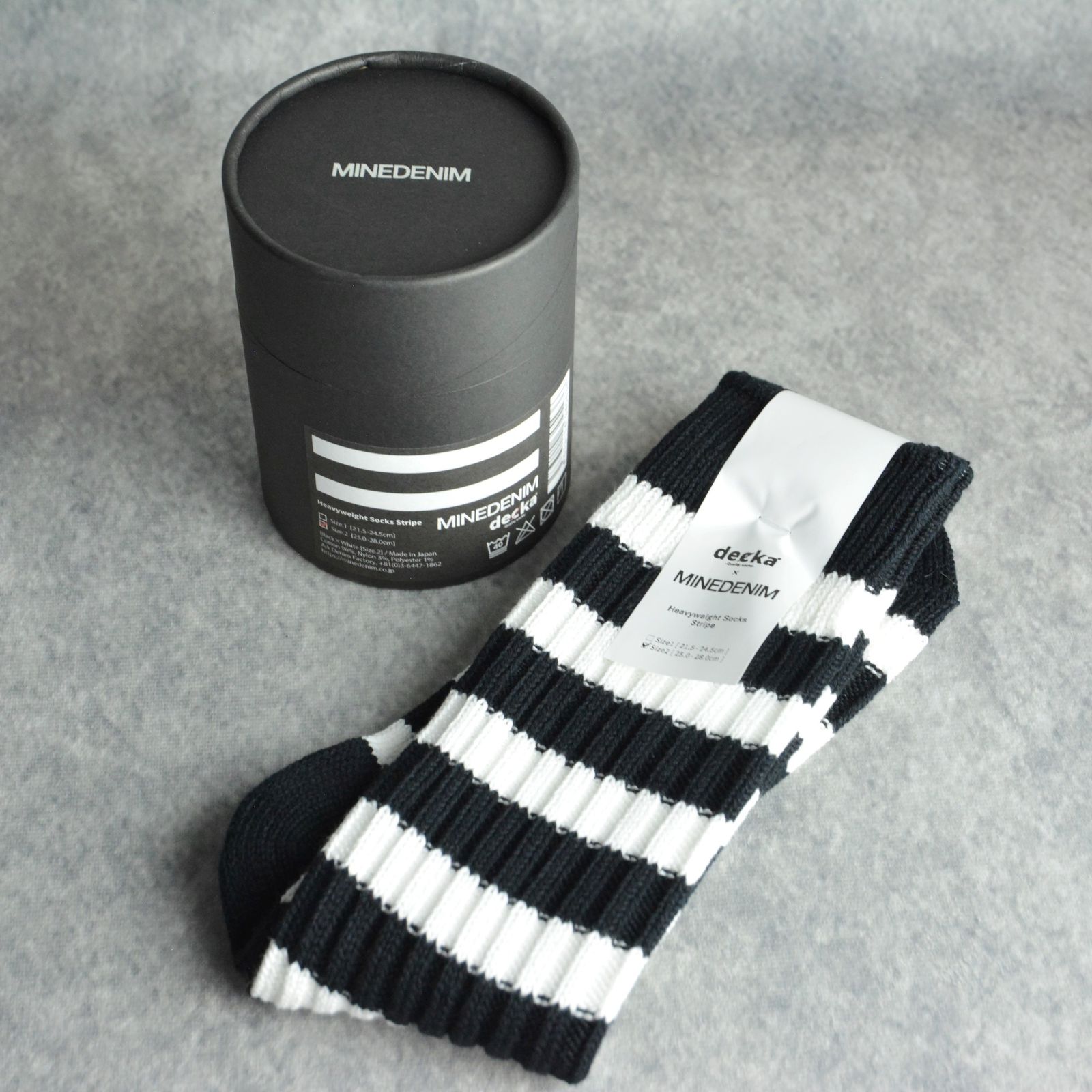 decka* MINEDENIM Border Rib SOX （WPT） /  ボーダーリブソックス （ホワイト）