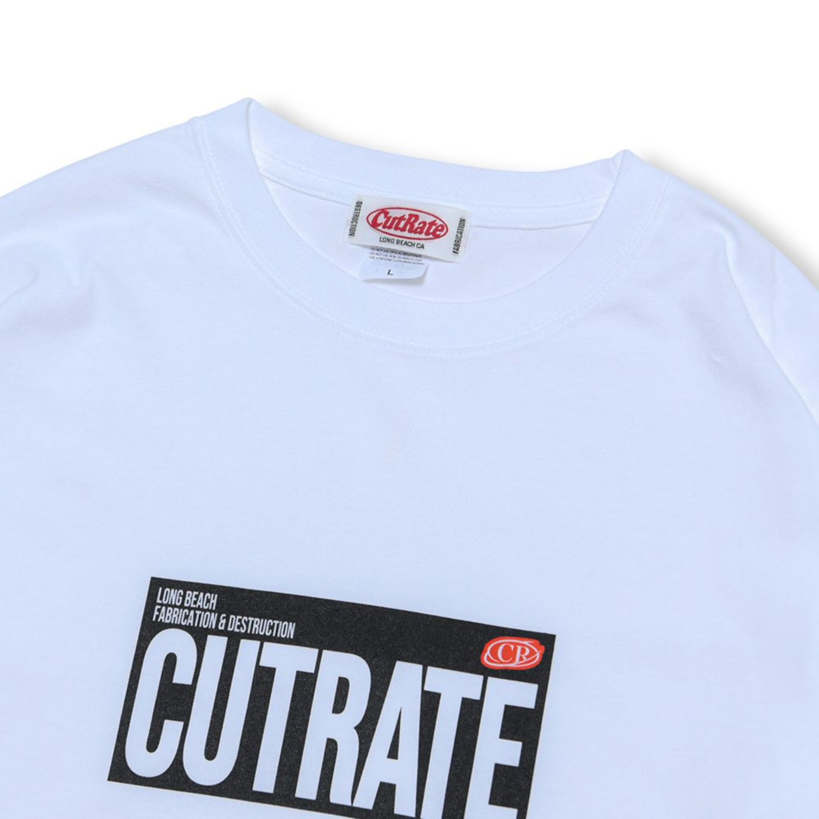 CUTRATE BOX LOGO L/S TEE (WHITE) / ボックスロゴ プリント ロングスリーブ Tシャツ