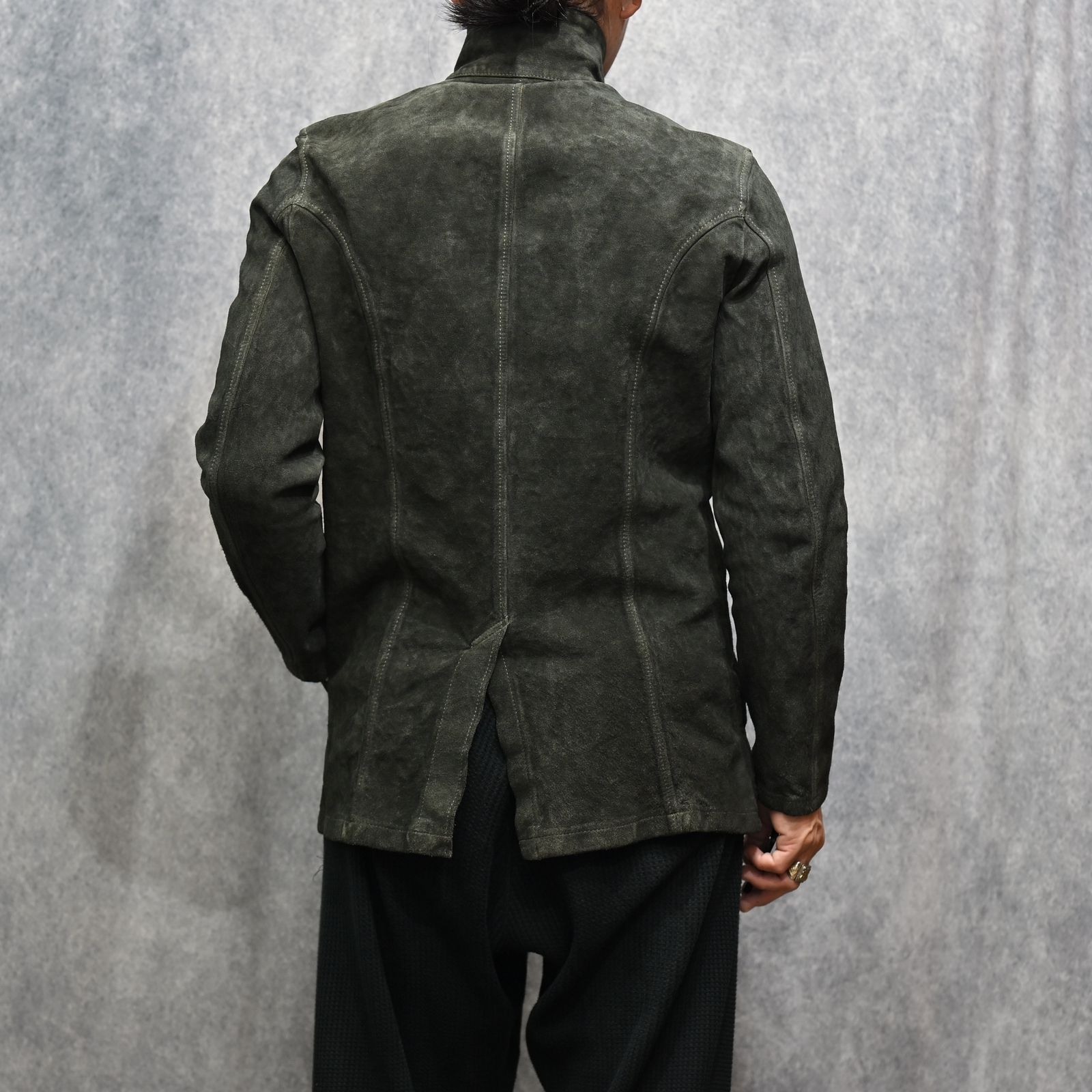 JPNステアスエード コンビ鞣し製品染め 6Bジャケット （GRAY / グレー）｜2128-05