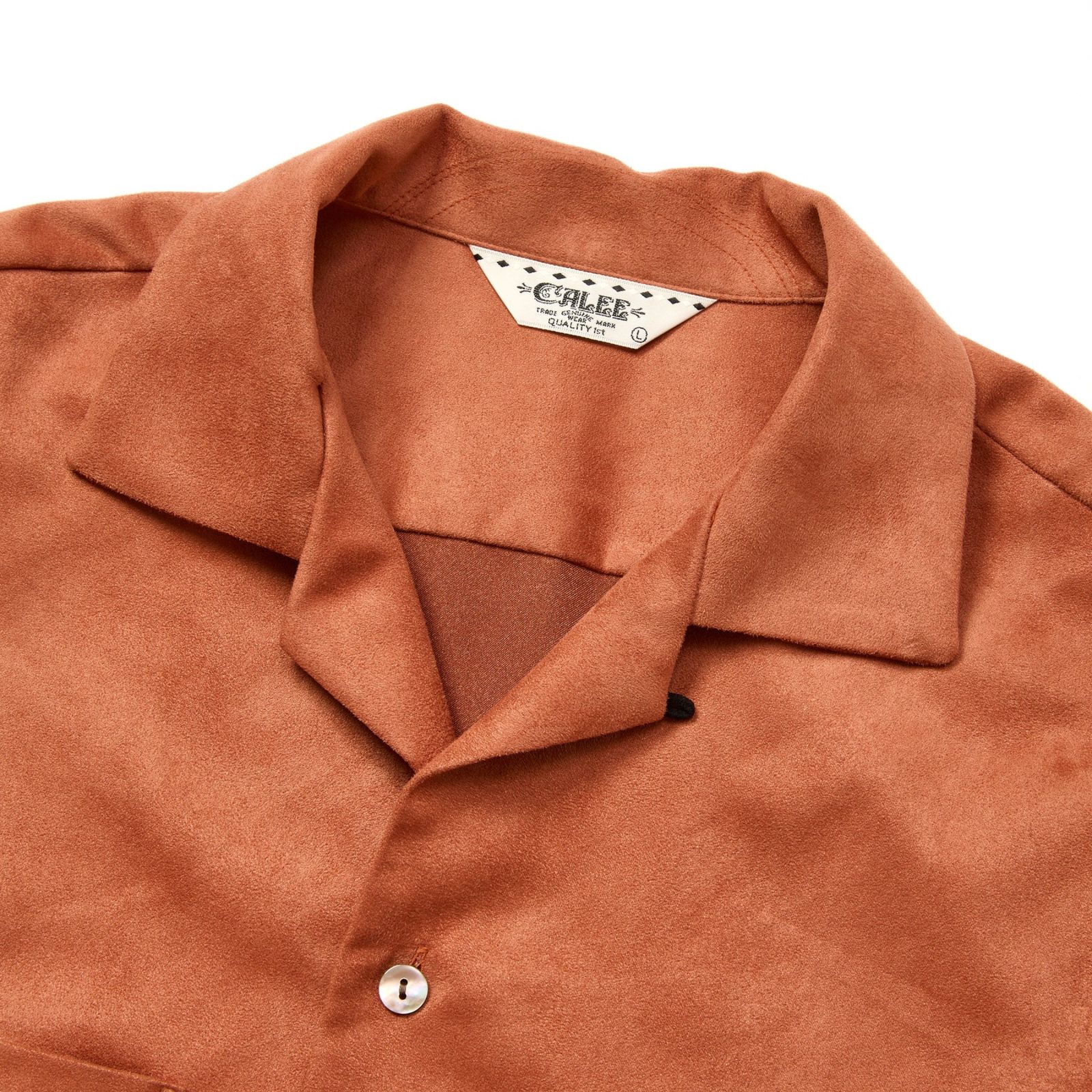 FAUX SUEDE SH (ORANGE)｜フェイクスエード オープンカラー 長袖シャツ｜CL-25AW007