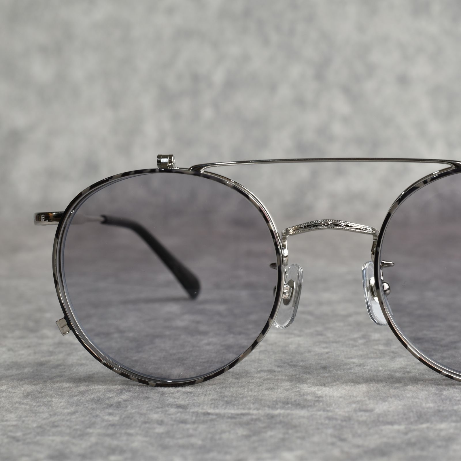 FLIP UP TYPE CIRCLE METAL GLASSES (SILVER/GRAY) / フリップアップタイプ サークルメタル サングラス