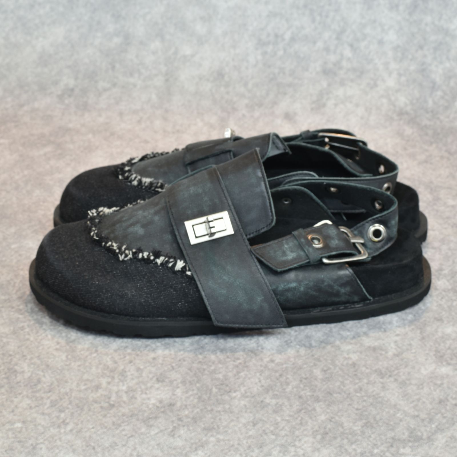 Punk Sandals (BLACK) | レザー 切り替え サンダル