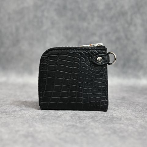 オイルクロコ+イタリアンバケッタ コインケース （BLACK / ブラック） 383-04