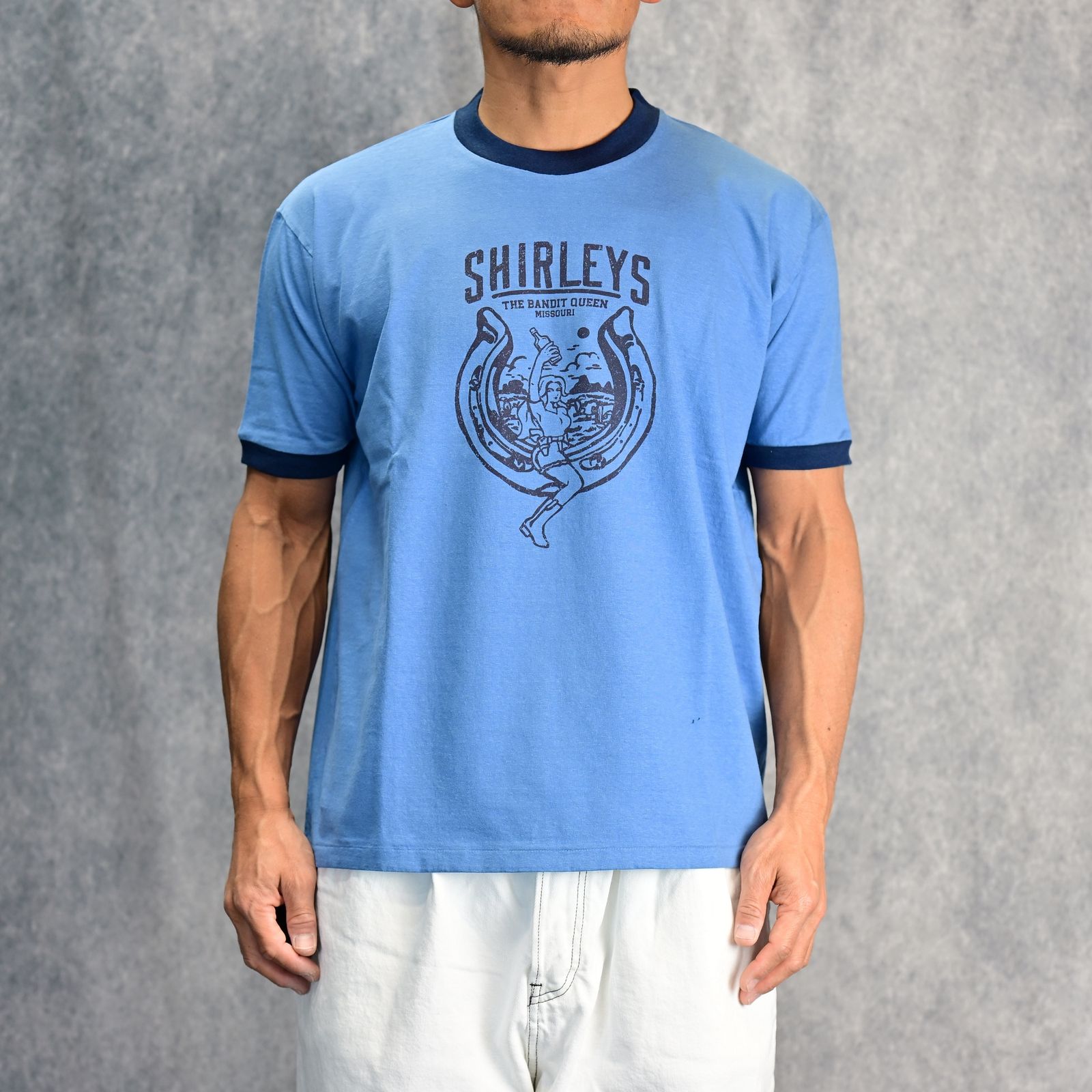 SHIRLEYS Ringerneck T-SH （BPT） /  リンガー プリントTシャツ （ブルー） 2503-4003