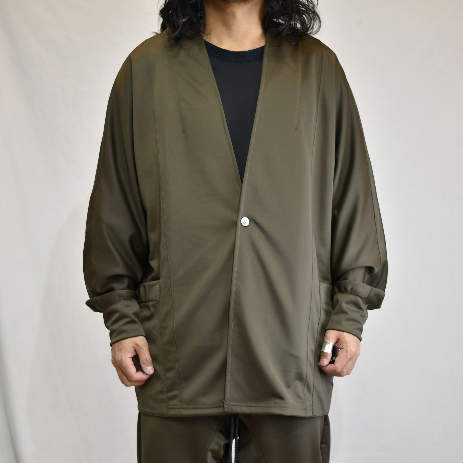 tech jersey dolman sleeve cardigan (OLIVE) / ドルマンスリーブ カーディガン