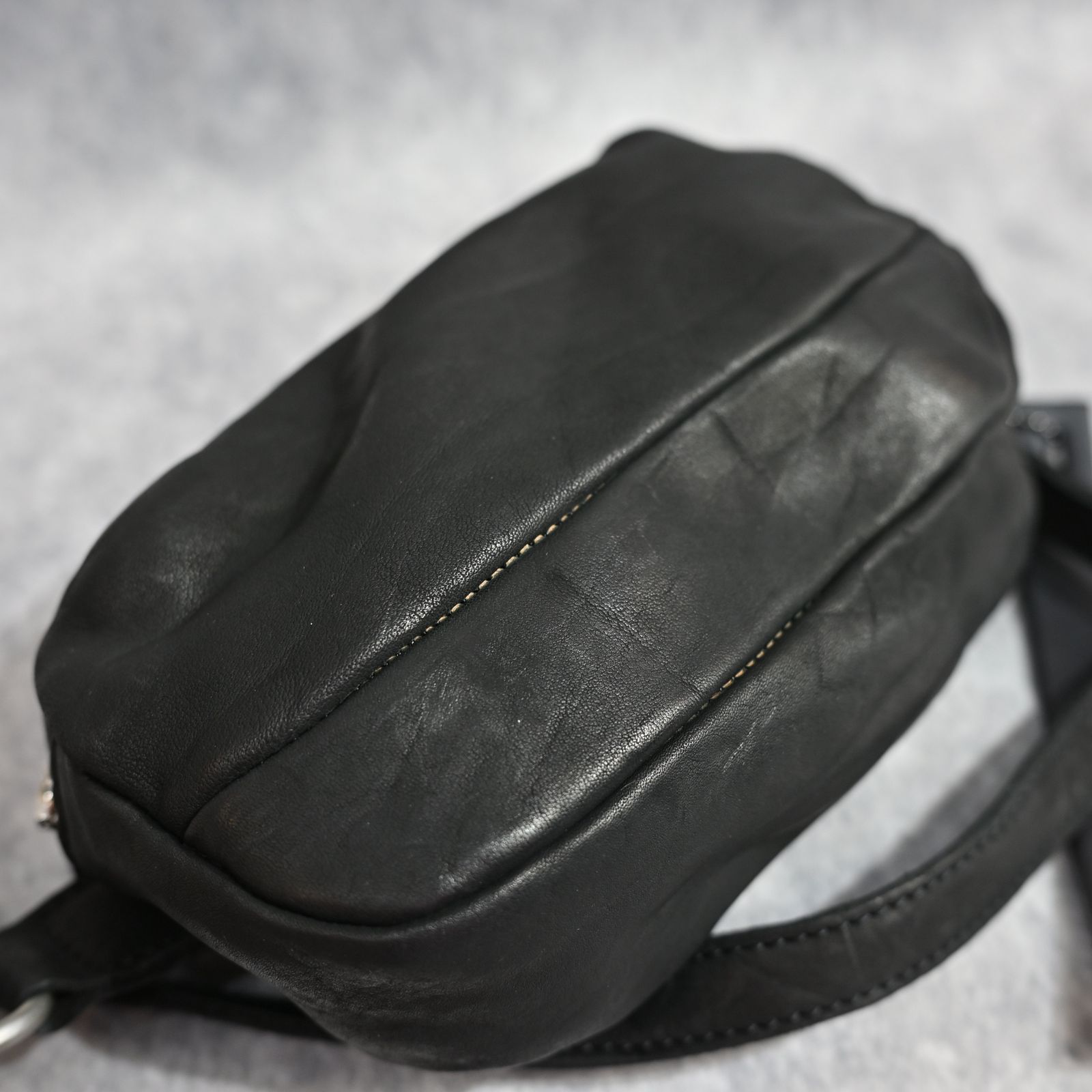 ジャパンダブルショルダー フルタンニン製品染め ショルダーバッグ / （BLACK） 92-19