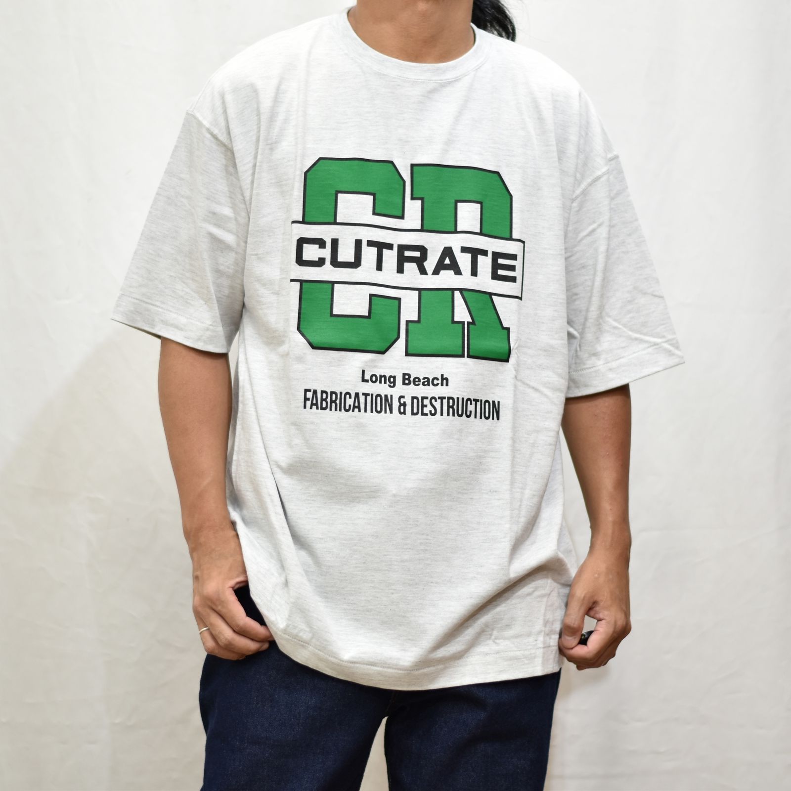 CUTRATE FOOTBALL TEAM LOGO DROPSHOULDER S/S T-SHIRT (ASH GRAY)