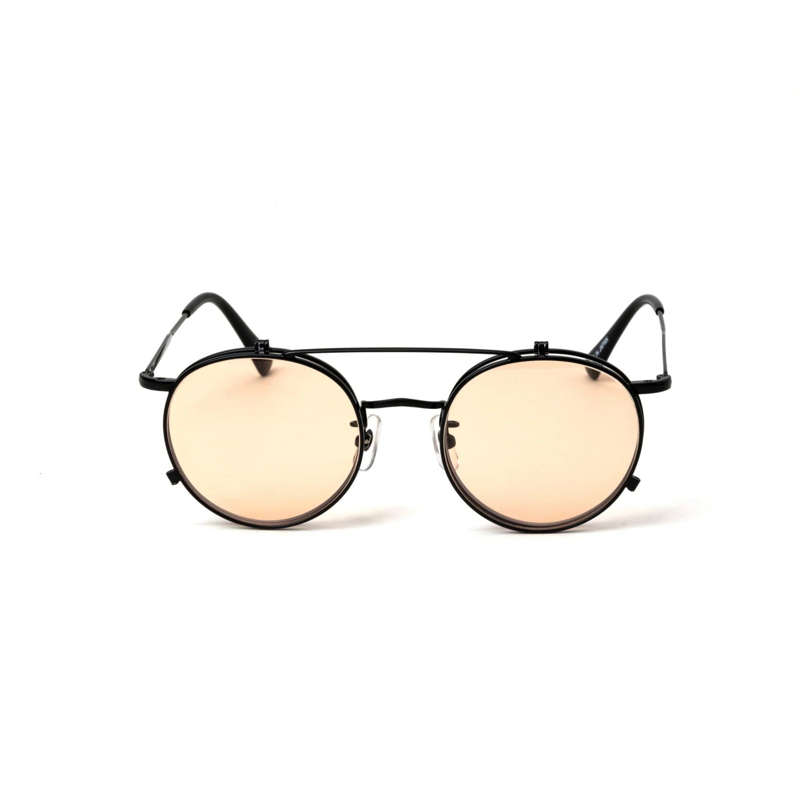 FLIP UP TYPE CIRCLE METAL GLASSES (BLACK/BROWN) / フリップアップタイプ サークルメタル サングラス