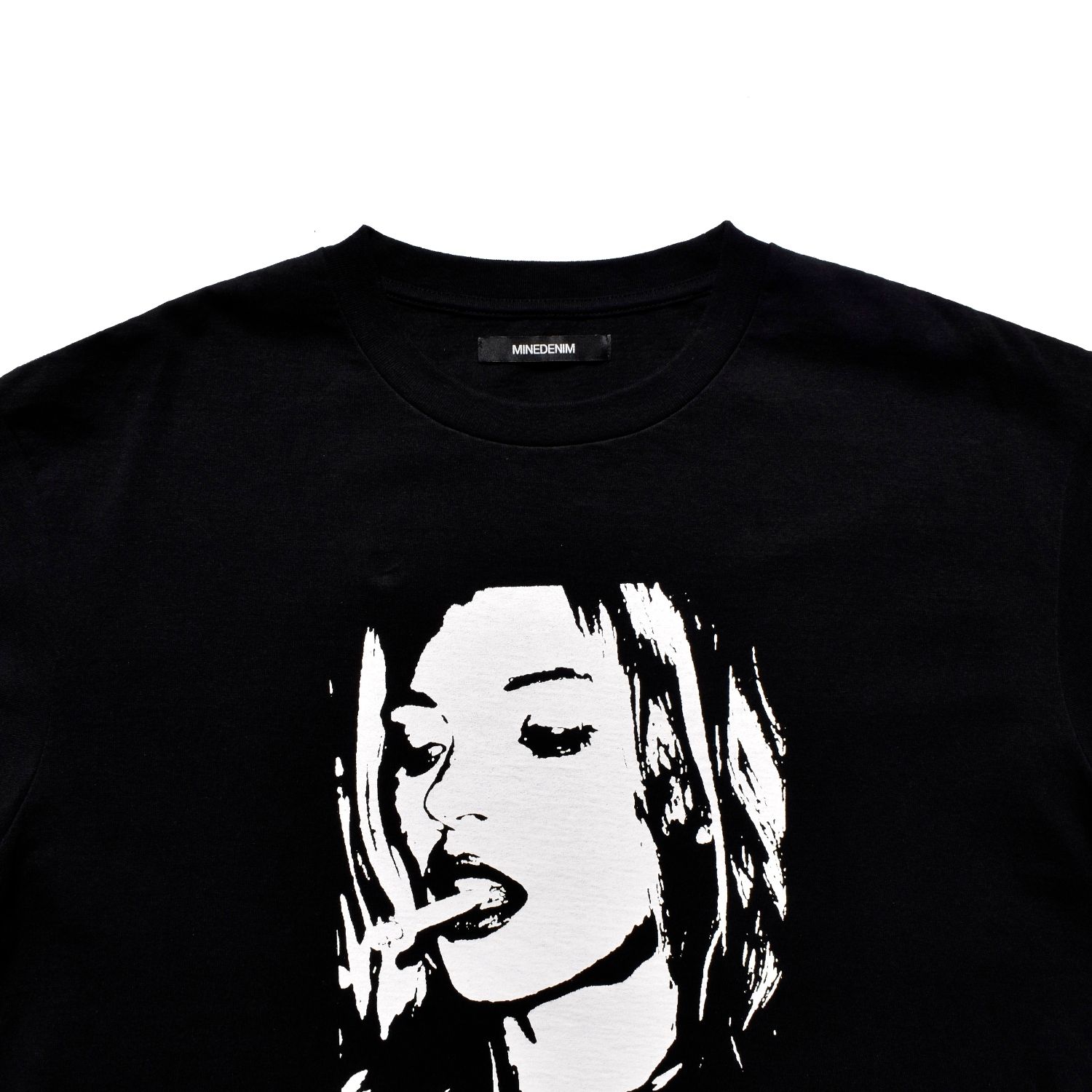 Monochrome Two tone Face Crewneck T-SH （BLK） / プリント Tシャツ （ブラック） 2504-4002