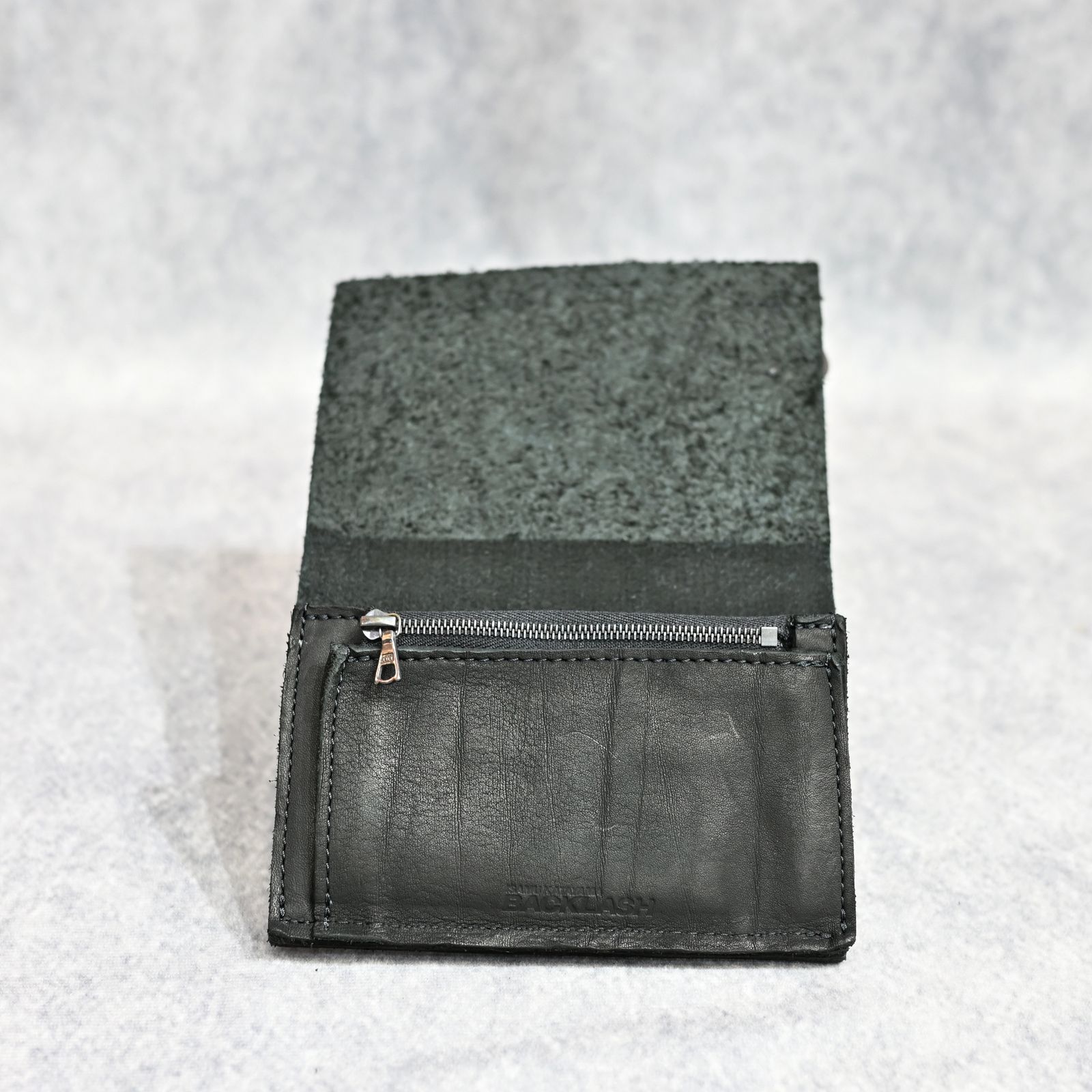 ダブルショルダーレザー製品染め 札入れ （BLACK / ブラック） 318-03