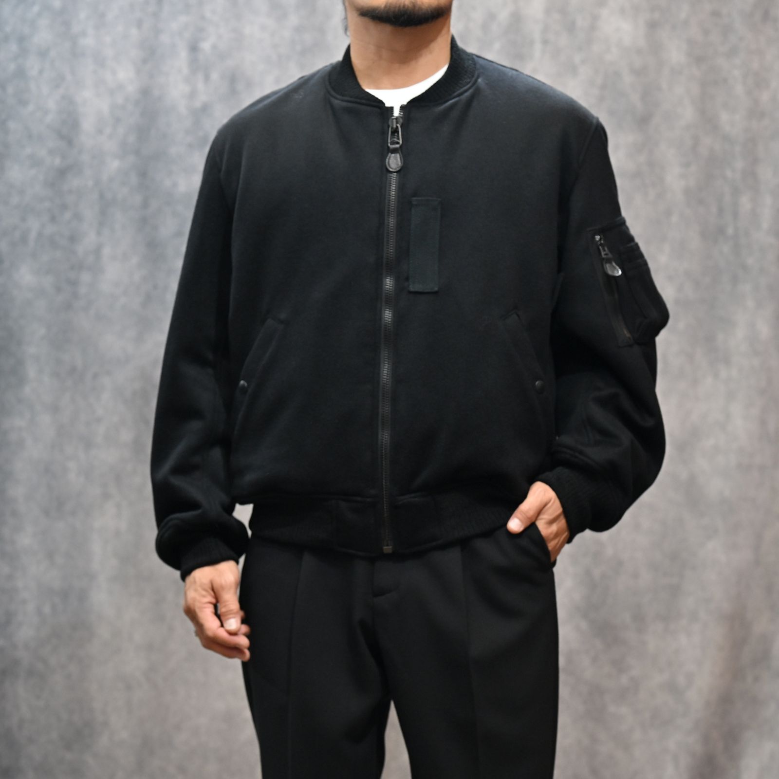 Wool Meiton Bomber JKT （BLK）｜ウールメルトン ボンバージャケット フライトジャケット｜2511-9001