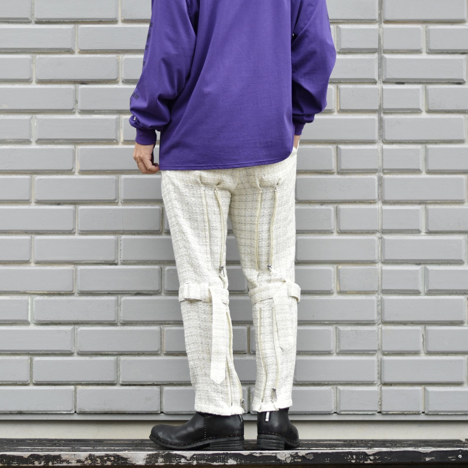 el conductorH - MIXED TWEED BONDAGE TROUSERS (IVORY) / ミックス