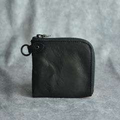 ダブルショルダー レザー コインケース （BLACK / ブラック）