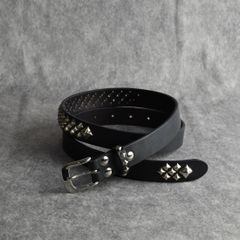 STUDS LEATHER NARROW BELT (BLACK) / スタッズ レザー ナローベルト