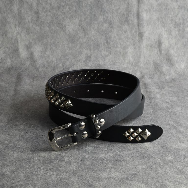 CALEE - STUDS LEATHER NARROW BELT (BLACK) / スタッズ レザー ナロー 