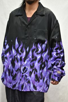 OPEN COLLAR SATIN SHIRT 'FLAME