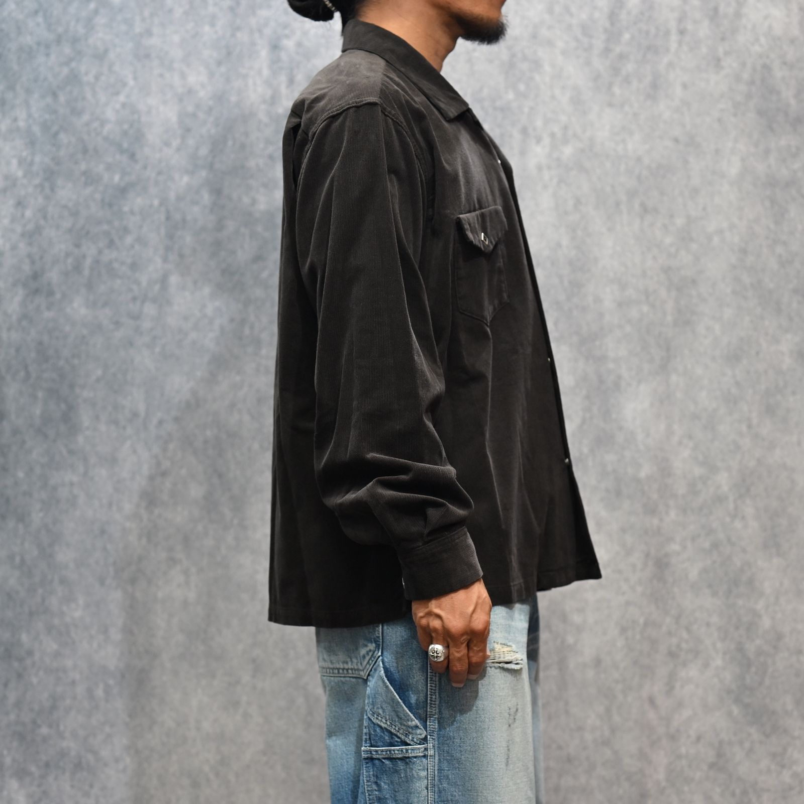 Narrow Corduroy Western Open Collar SH （DBR） / ウエスタン コーデュロイシャツ （ブラウン） 2508-5001