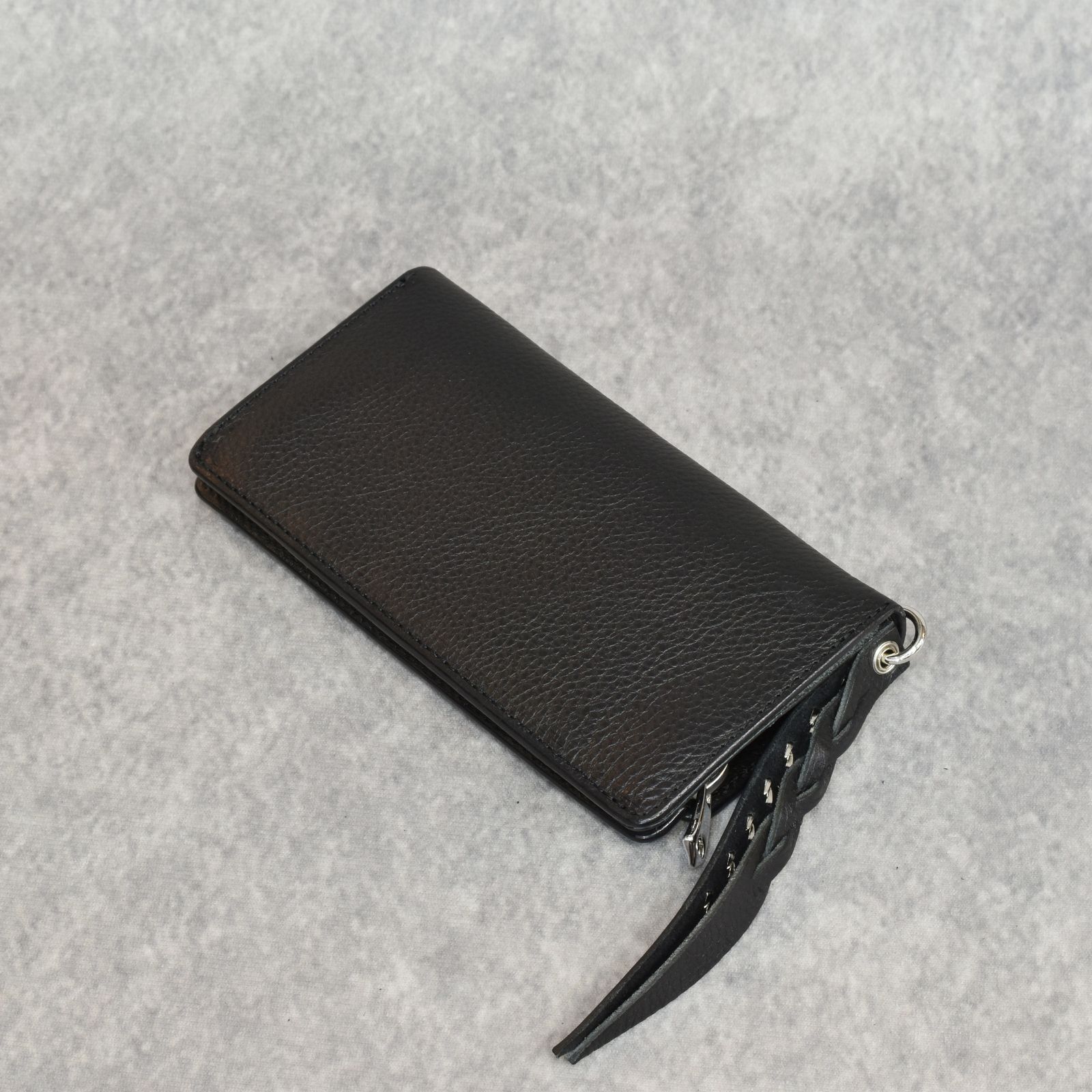 PLANE LEATHER LONG WALLET ＜STUDS CHARM＞ (BLACK)｜プレーン レザー ロングウォレット 長財布 ＜スタッズチャーム＞｜CL-25AW018LE